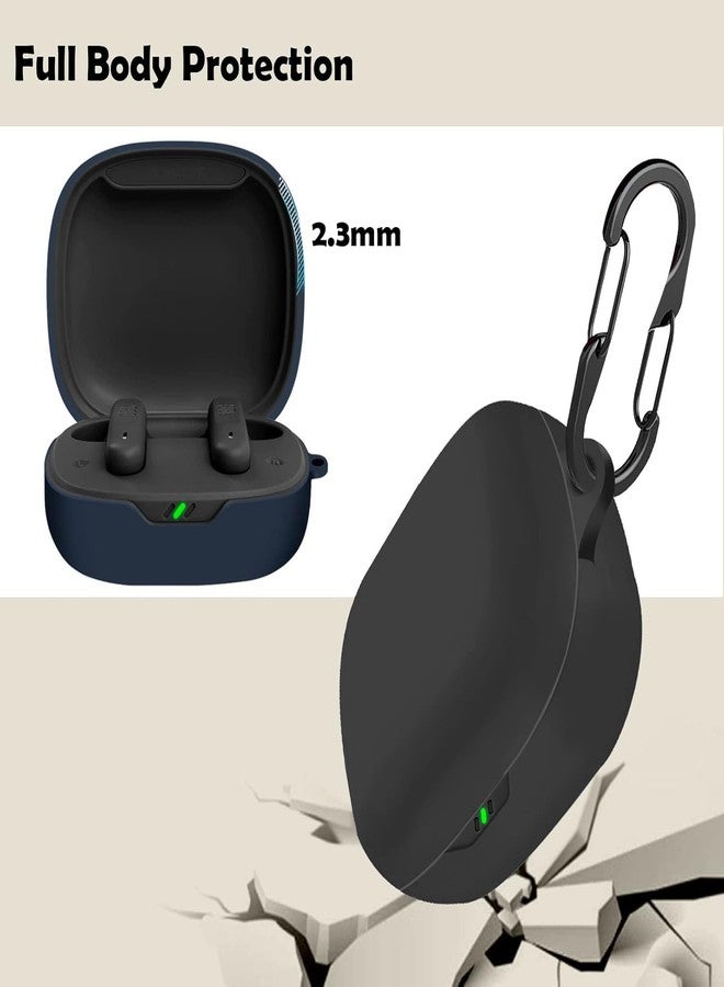 EasyBee [عبوة 2] غلاف easyBee متوافق مع غلاف شحن JBL Vibe Flex، مع 2 سلسلة مفاتيح و 2 حزام مضاد للفقد، مجموعة واقية رقيقة للغاية من السيليكون السائل الناعم - أسود وأزرق - Image 4