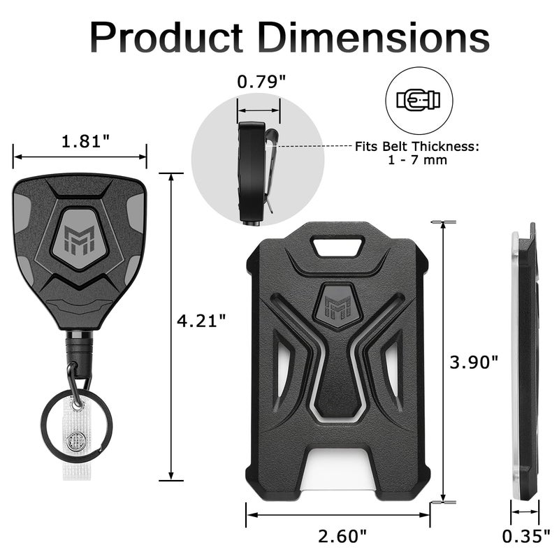 MNGARISTA 1 Pack Heavy Duty Badge Holder, Vertical ID Card Holder for Credit Cards, Clear ID Window, All PC Polycarbonate Plastic Housing, 5 Cards Capacity, Built-in Elastic Clip, Black - Image 3