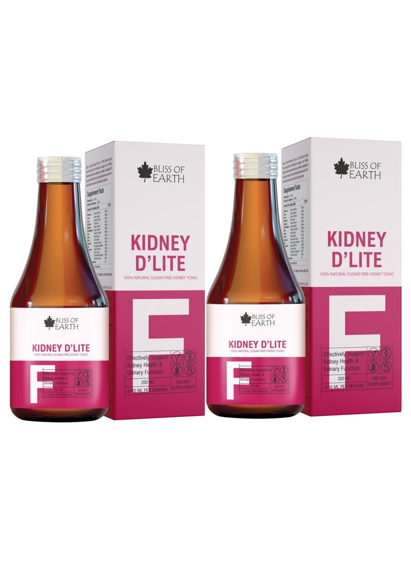 BLISS OF EARTH Kidney Detox Supplement For Kidney Stone Sugar Free Herbal Cleanse Prevents Kidney Stones Dissolves Early Stage Kidney Stones 200ml Pack of 2 - Image 1