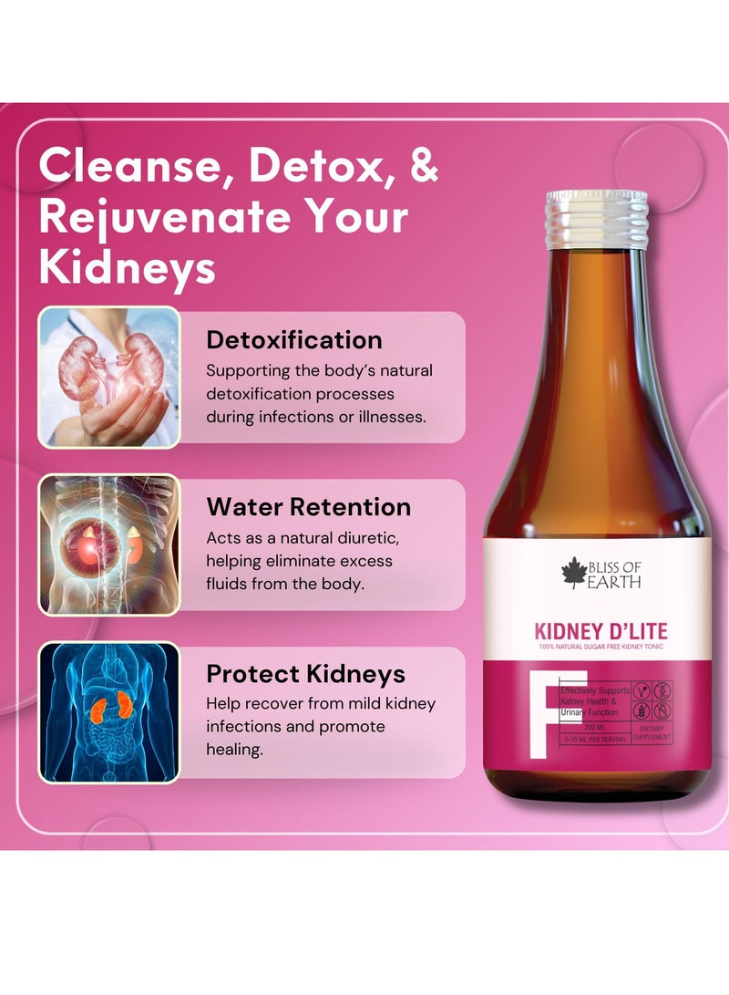 BLISS OF EARTH Kidney Detox Supplement For Kidney Stone Sugar Free Herbal Cleanse Prevents Kidney Stones Dissolves Early Stage Kidney Stones 200ml Pack of 2 - Image 3