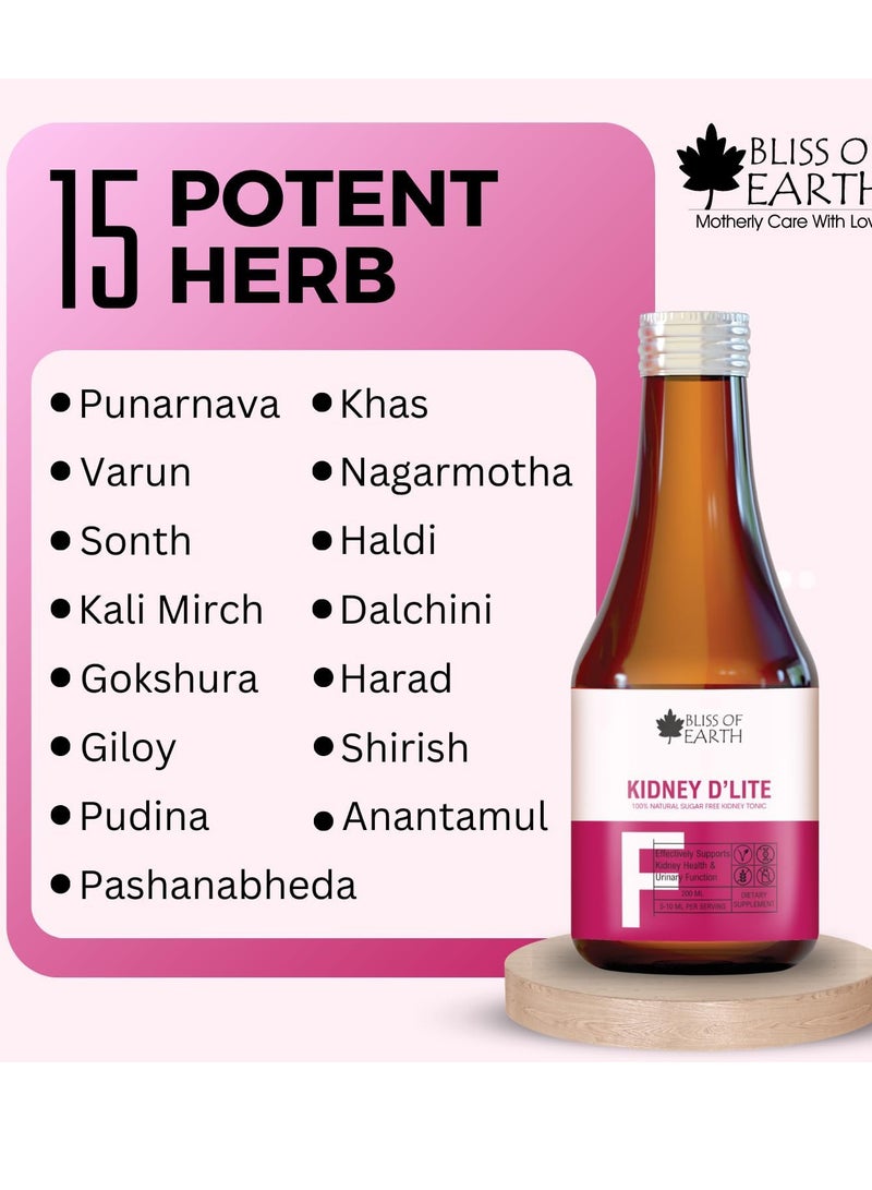 BLISS OF EARTH Kidney Detox Supplement For Kidney Stone Sugar Free Herbal Cleanse Prevents Kidney Stones Dissolves Early Stage Kidney Stones 200ml Pack of 2 - Image 5