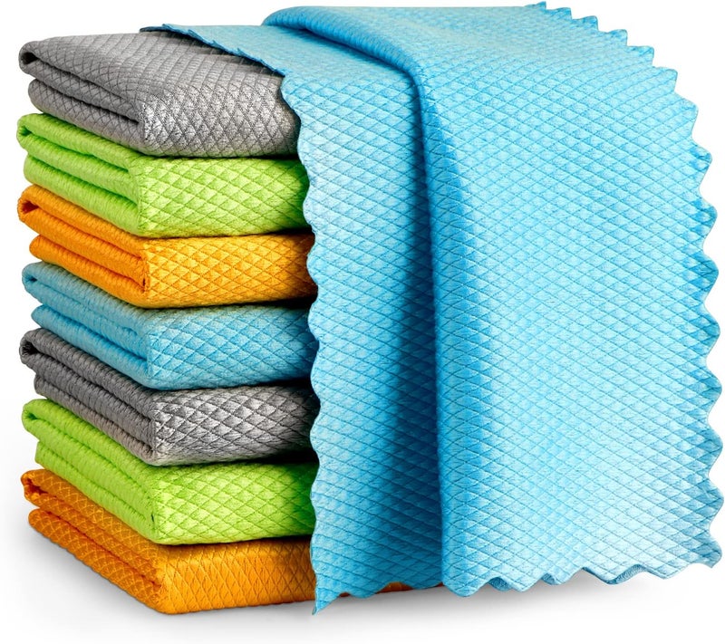 AIDEA Microfiber Glass Cleaning Cloth, 8-Pack, Lint Free and Non-Abrasive, 12"x12" - Image 1