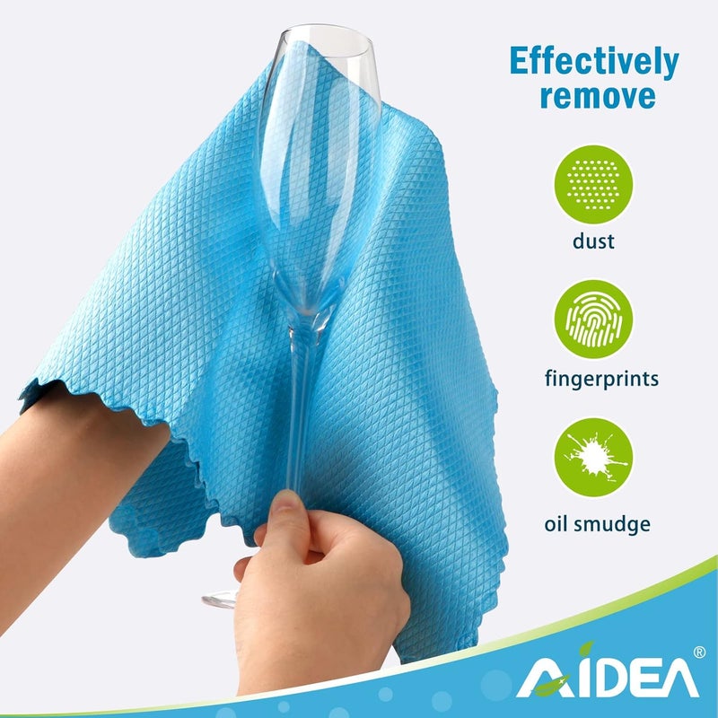 AIDEA Microfiber Glass Cleaning Cloth, 8-Pack, Lint Free and Non-Abrasive, 12"x12" - Image 2