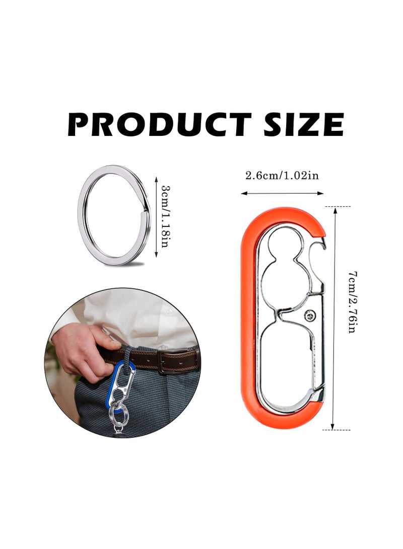 Bottle Opener Keychain, 6 Pcs Heavy Duty Keychain Double Keyrings Style Keychain Quick Release Key Chain for Men Women - Image 2