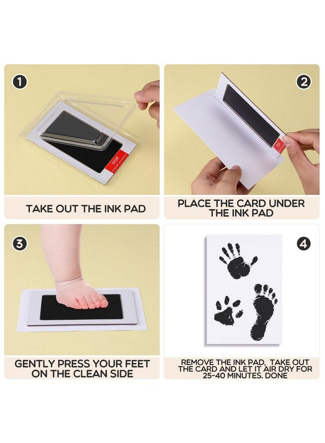 Jetec Jetec 15 Pack Inkless Baby Footprint and Handprint Kit, Clean Touch Ink Pad for Baby Hand and Footprints, Dog Paw Print Kit with Ink Pads and Imprint Cards for Newborns Babies Pets Gifts (Black) - Image 3