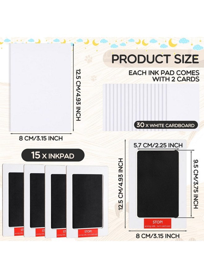 Jetec Jetec 15 Pack Inkless Baby Footprint and Handprint Kit, Clean Touch Ink Pad for Baby Hand and Footprints, Dog Paw Print Kit with Ink Pads and Imprint Cards for Newborns Babies Pets Gifts (Black) - Image 2
