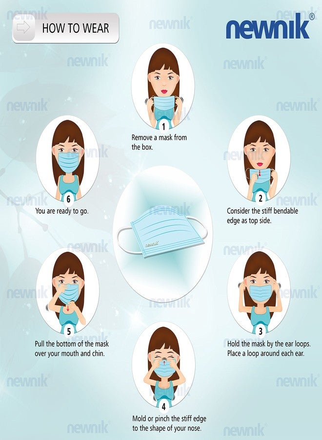 Newnik Premium Disposable Elastic Face Mask 3-Ply | Soft Non-Woven Fabric Mask with Comfortable Ear Loops and Nose Clip | Breathable and Skin-Friendly Protective Masks for Unisex (Pack of 500) - Image 4