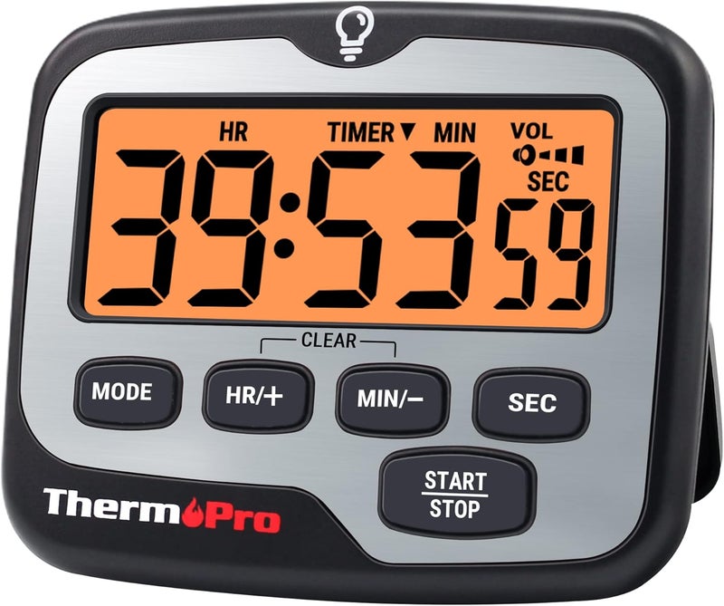 ThermoPro TM01 مؤقتات المطبخ للطهي مع مؤقت عد تنازلي وعد تصاعدي، مؤقت رقمي للأطفال والطلاب مع إضاءة خلفية تعمل باللمس، مؤقتات دراسية لوازم المعلم في الفصل - Image 1