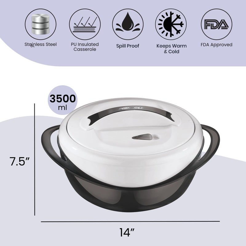 Pinnacle Large Insulated Casserole Dish with Lid 3.6 qt. Elegant Hot Pot Food Warmer/Cooler -Thermal Soup/Salad Serving Bowl Stainless Steel Hot Food Containerâ€“Best Gift Set for Moms - Image 2