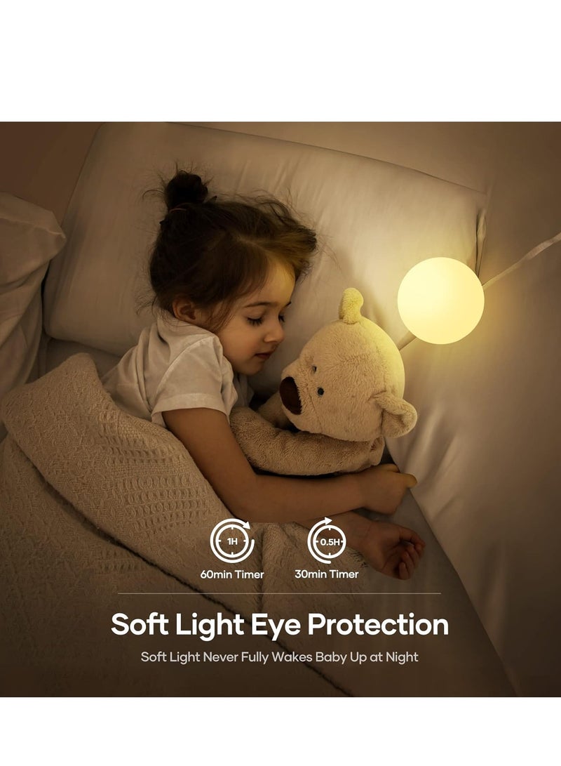 Faylor Night Light for Kids, USB Rechargeable Beside Lamp with Dimmable, Warm Light, 7 Colors Changing, Touch Control, 0.5/1 Hour Timer for Nursery, Baby, Bedroom, Camping - Image 3