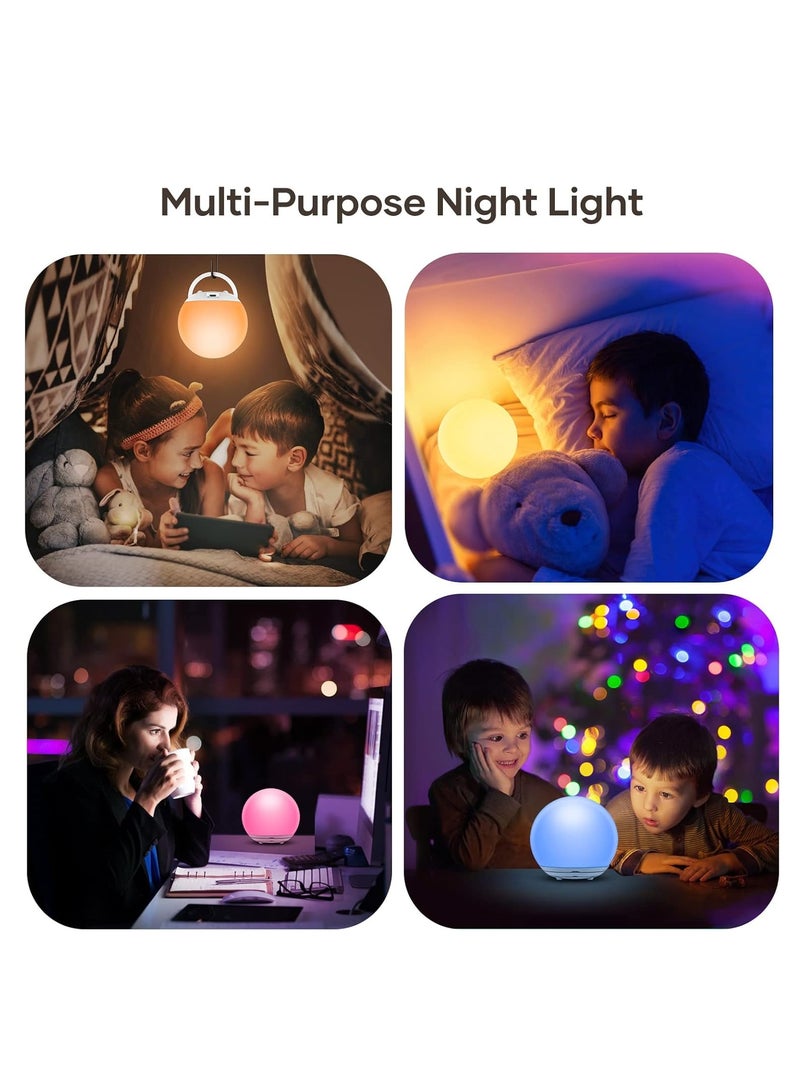 Faylor Night Light for Kids, USB Rechargeable Beside Lamp with Dimmable, Warm Light, 7 Colors Changing, Touch Control, 0.5/1 Hour Timer for Nursery, Baby, Bedroom, Camping - Image 4