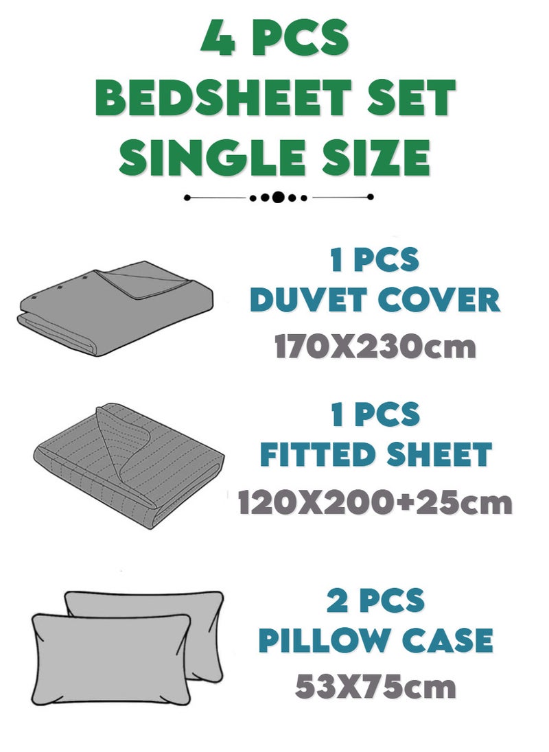 Blueberry 4 Pieces Single Size Duvet Cover Set - Image 5