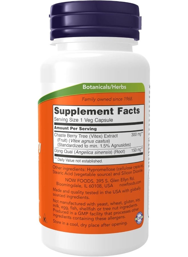 NOW Supplements, Chaste Berry Vitex Extract 300 mg with Dong Quai, Women's Health*, 90 Veg Capsules - Image 2