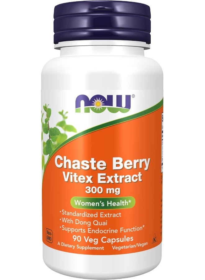 NOW Supplements, Chaste Berry Vitex Extract 300 mg with Dong Quai, Women's Health*, 90 Veg Capsules - Image 1
