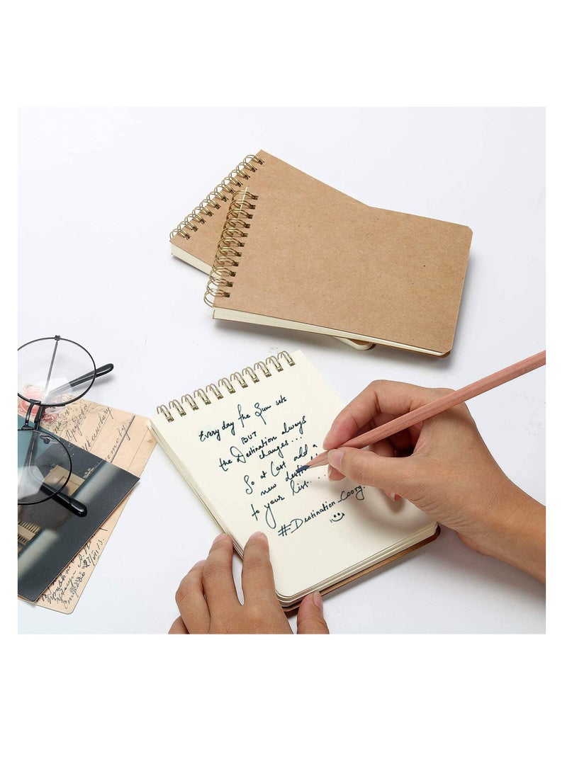 Excefore - A6 Kraft Cover Notebook, 70 Sheets, Starter Sketch Book and White Cartridge Paper Sketch Pad with Sizes for Mixed Media Use, 7 Pack - Image 1