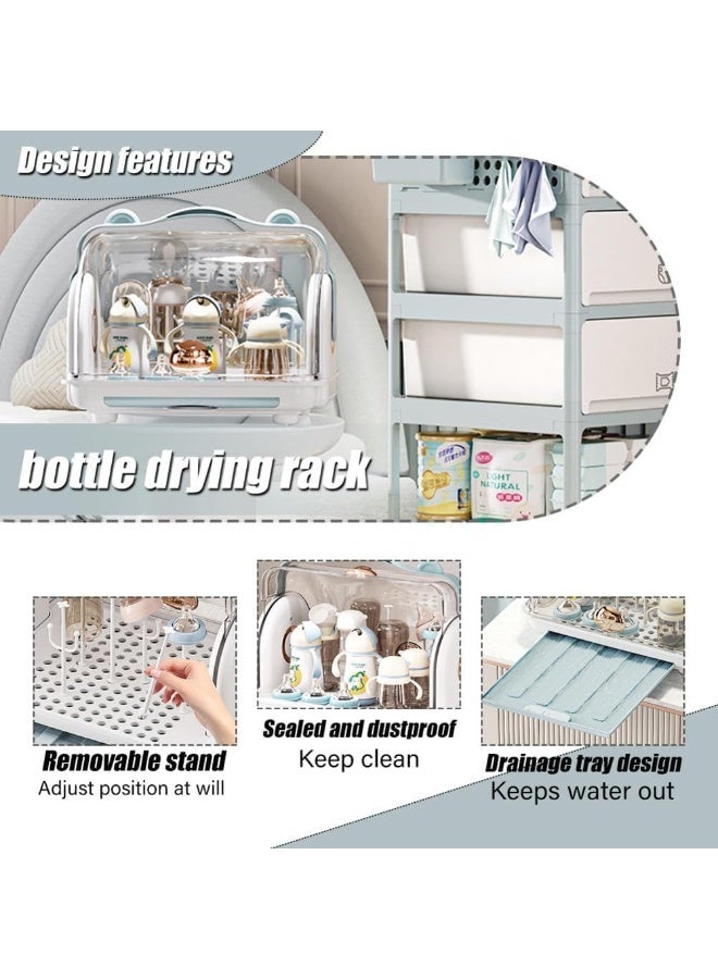 Baby Bottle Drying Rack and Storage Holder - Large Nursing Bottle Organizer With Cover - Portable Kitchen Cabinet Organizer for Baby Bottles and Accessories - Image 4
