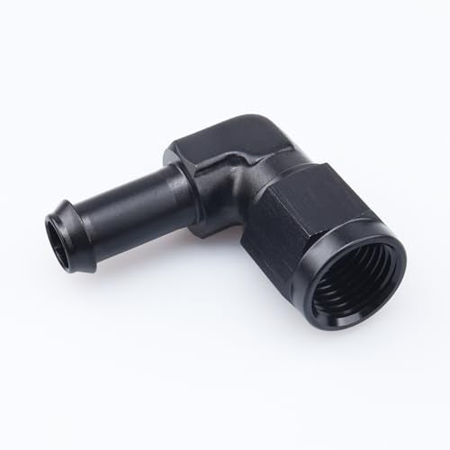 AC PERFORMANCE Black Aluminum 90 Degree Female AN6 to 3/8" Swivel Hose Barb fitting, 6AN to 3/8 inch Barb - Image 2