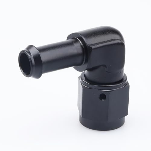 AC PERFORMANCE Black Aluminum 90 Degree Female AN6 to 3/8" Swivel Hose Barb fitting, 6AN to 3/8 inch Barb - Image 3
