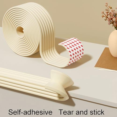 SWILAK 2 MTR Silicon Corner Guards, Edge Corner Guard for Kids, Edge Safety Bumpers Protector Safe Corner Cushion for Stair, Self-Adhesive Thicken Corner Protectors Bumper Strip 2 M(B-Cream) - Image 2