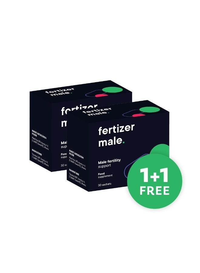 Fertizer Male Offer 1+1 free / Fertizer Male is a premium fertility supplement designed to boost sperm health and improve male reproductive function. Enriched with L-Carnitine, L-Arginine, Coenzyme Q10, and essential vitamins like B12 and folic acid, it supports sperm count, motility, and DNA integrity. Clinically proven to enhance fertility and safe with no adverse effects, Fertizer Male comes in a convenient once-daily dose with a refreshing orange flavor. - Image 1