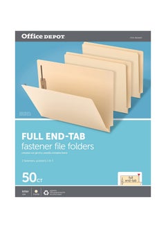 [IN]PLACE Office Depot End Tab Fastener Folders 2 Bonded Fasteners Straightcut Tabs Letter Size Manila Box Of 50 Om01434  - Image 2