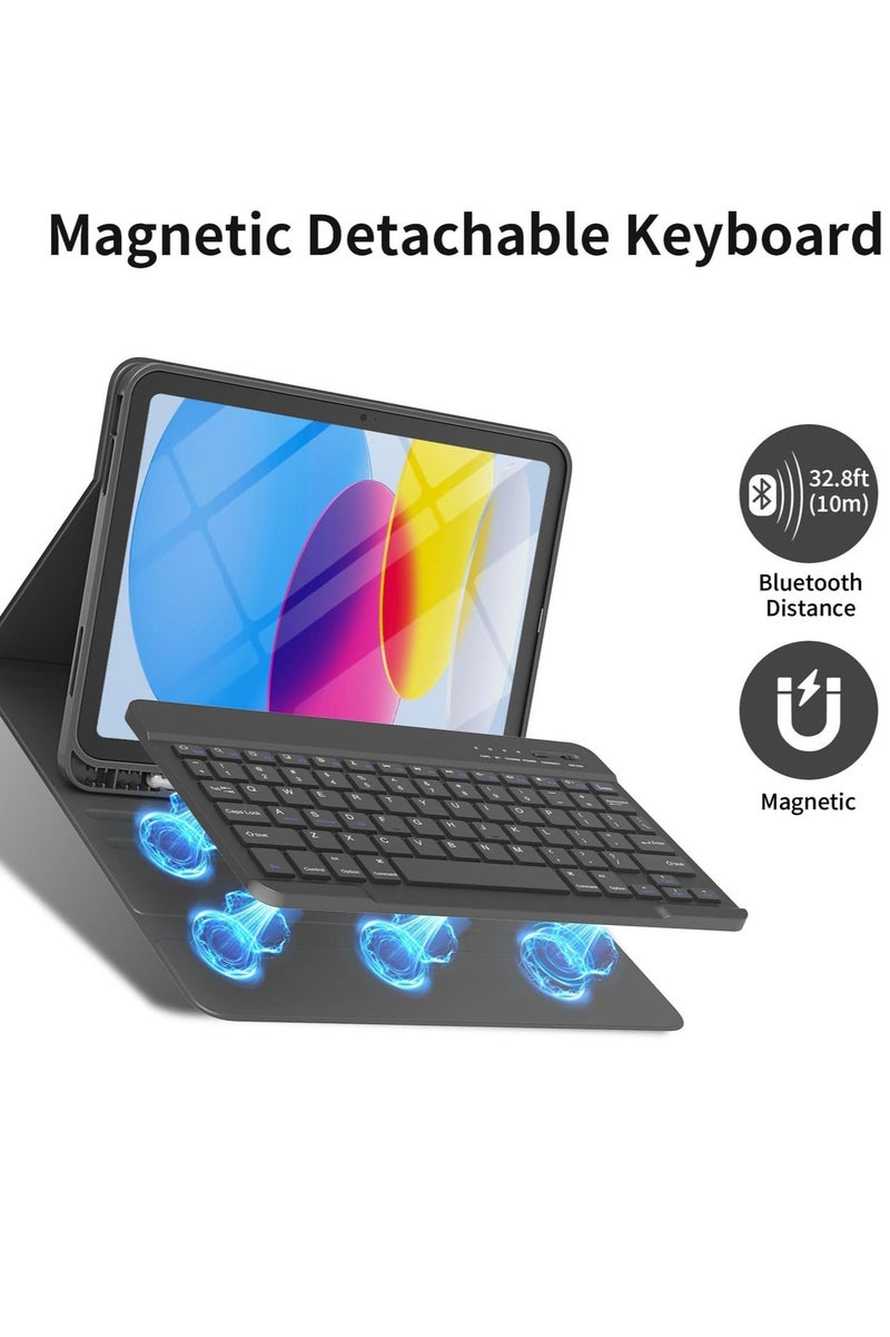 YoYoTech Keyboard Case for iPad (A16) 11th Gen 2025 iPad 11 Case Built-in Pencil Holder Flexible Back Cover,Trifold Stand, Auto Sleep Wake,Magnetic Closure for iPad 11th Gen 11" 2025 A3354,A3355, A3356 - Image 2