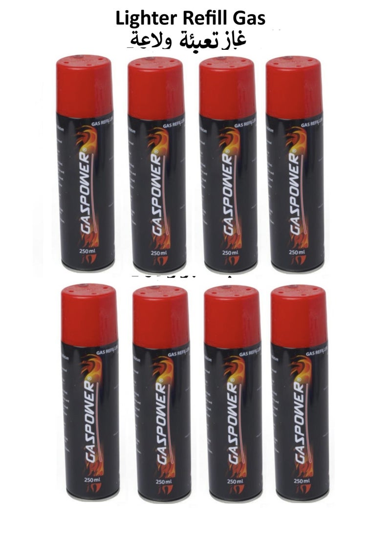GASPOWER Purified Gas For Refilling With Nozzle Heads 250 mL (8Pc) - Image 1