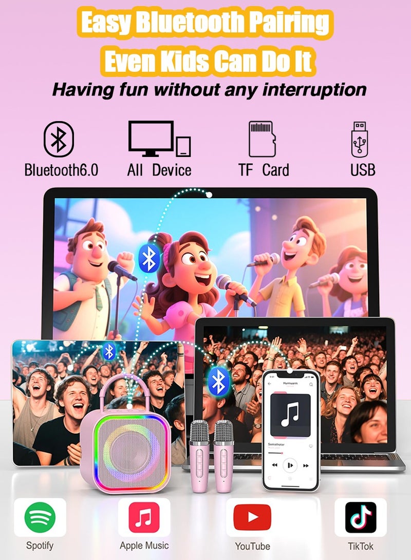 Karaoke Machine for Kids & Adults, Mini Portable Bluetooth Speaker with 2 Microphones, Home Party Karaoke Speaker - Image 5