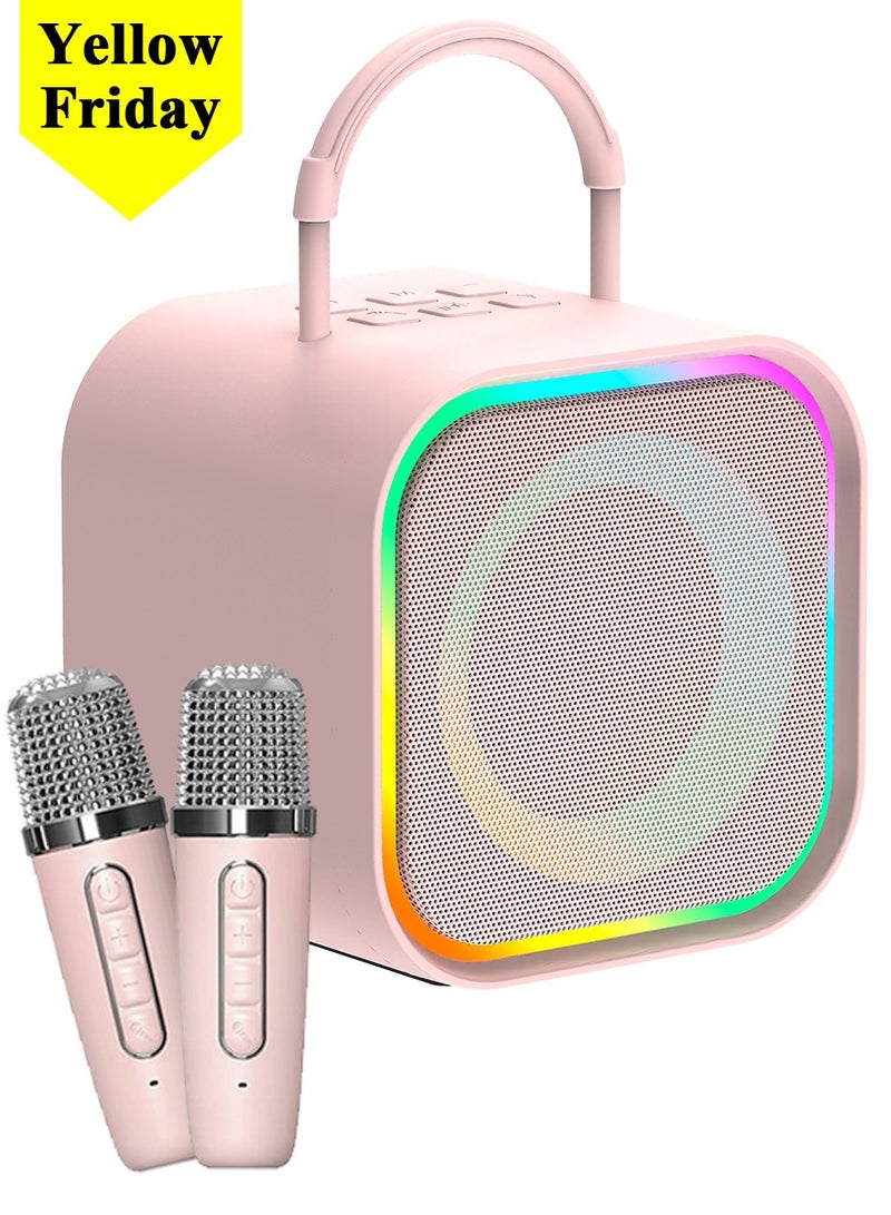 Karaoke Machine for Kids & Adults, Mini Portable Bluetooth Speaker with 2 Microphones, Home Party Karaoke Speaker - Image 1