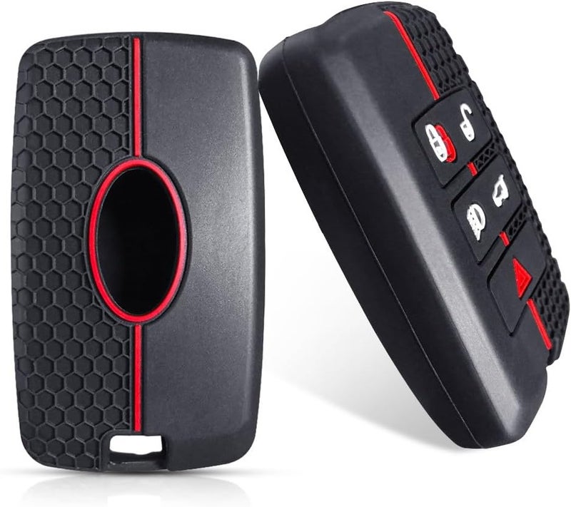 7Cylinder Silicone 5 Button Key Fob Cover for Range Rover - 2 Pcs Black & Red - Image 3