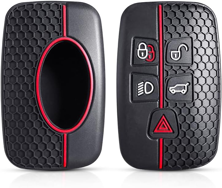 7Cylinder Silicone 5 Button Key Fob Cover for Range Rover - 2 Pcs Black & Red - Image 4