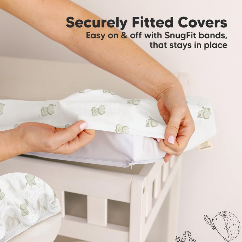 KeaBabies 2-Pack Organic Changing Pad Covers for Girl, Boy, Neutral - 100% Cotton Changing Table Pad Cover, Soft Baby Nursery Diaper Changing Pad Sheets, Contour Changing Pads Liners, Change Pad Cover(Elly) - Image 5