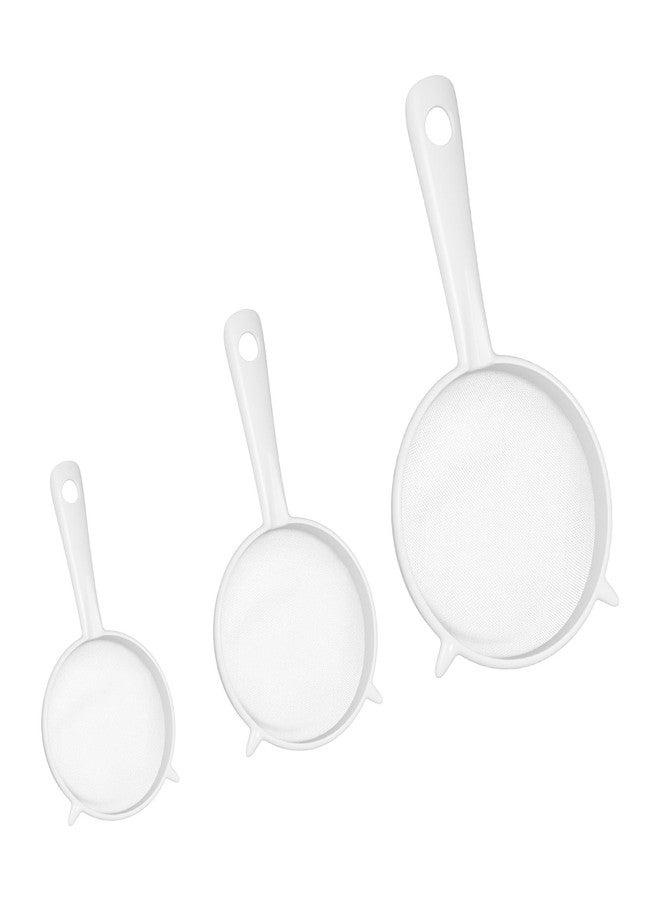 Andibro 3 Pcs Plastic Mesh Strainer Set, Fine Sieve with Handle for Kefir Tea Coffee Nut Milk Flour Sifter Dishwasher Safe - Image 1