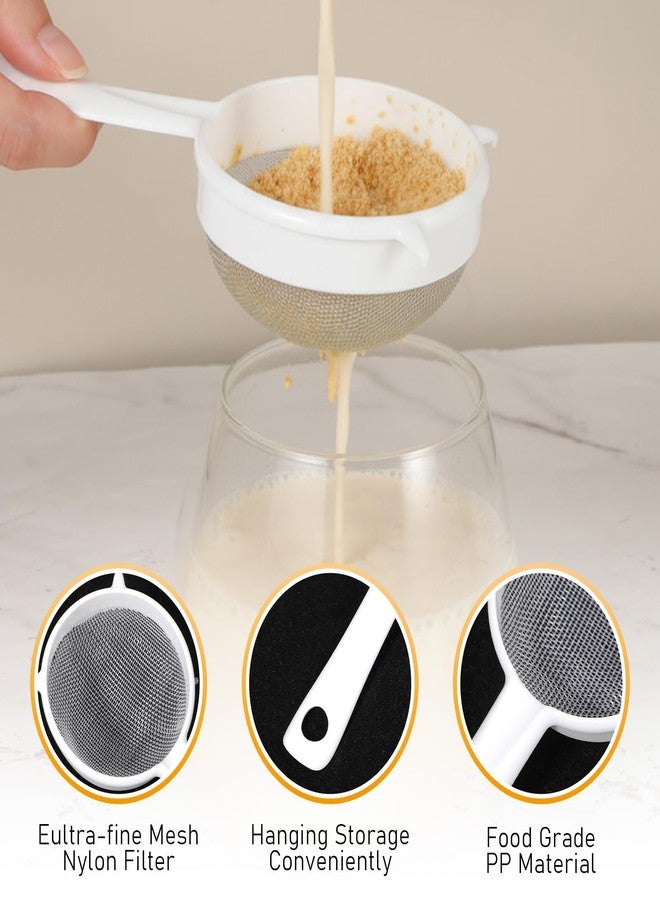 Andibro 3 Pcs Plastic Mesh Strainer Set, Fine Sieve with Handle for Kefir Tea Coffee Nut Milk Flour Sifter Dishwasher Safe - Image 2
