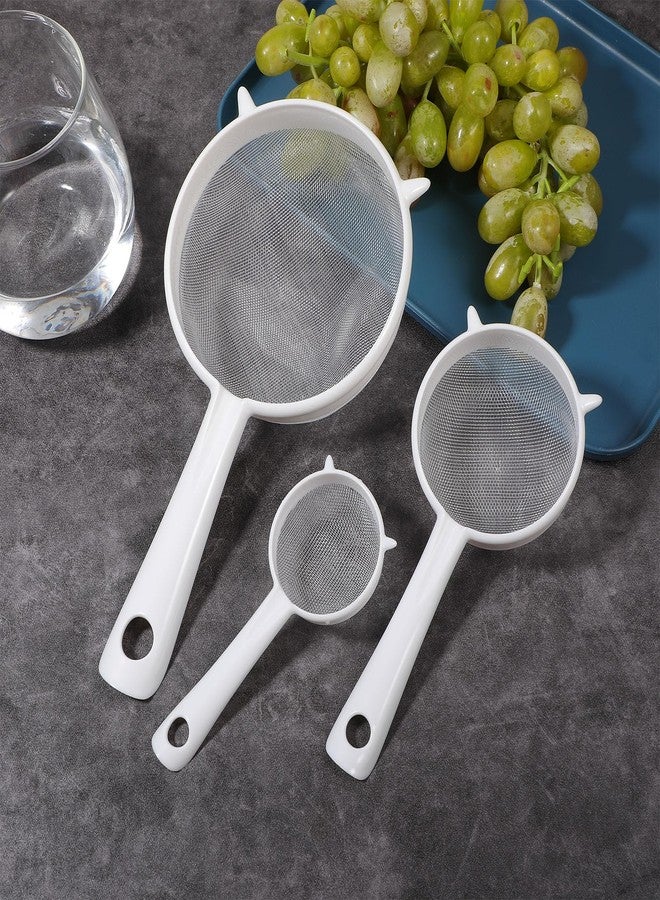 Andibro 3 Pcs Plastic Mesh Strainer Set, Fine Sieve with Handle for Kefir Tea Coffee Nut Milk Flour Sifter Dishwasher Safe - Image 4