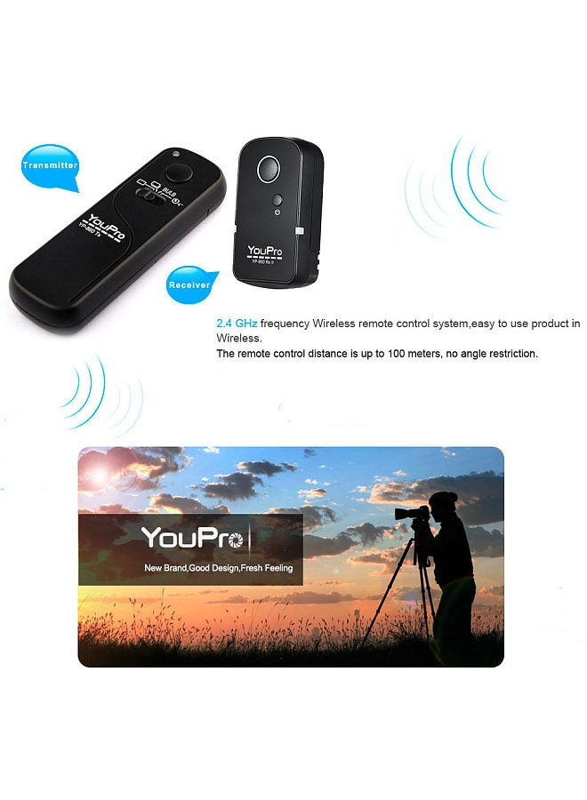 YP-860 DC2 2.4G Wireless Remote Control Shutter Release Transmitter Receiver 16 Channels for Nikon D5000 D750 D7100 D7200 D7000 D600 D610 D5500 D3300 D3200 D3100 D5300 D5200 D5300 DSLR Camera