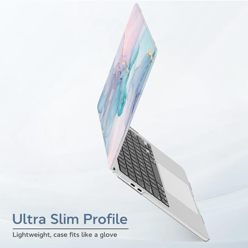 B BELK Compatible with MacBook Air 13 inch Case 2025 2024 2023 2022 M4 M3 M2 A3240 A3113 A2681, Plastic Hard Shell+Keyboard Cover+Screen Protector for MacBook Air 13.6 inch Case, Blue Pink Marble - Image 5