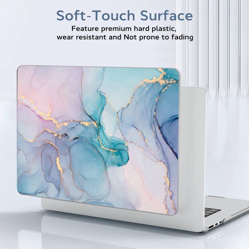 B BELK Compatible with MacBook Air 13 inch Case 2025 2024 2023 2022 M4 M3 M2 A3240 A3113 A2681, Plastic Hard Shell+Keyboard Cover+Screen Protector for MacBook Air 13.6 inch Case, Blue Pink Marble - Image 4