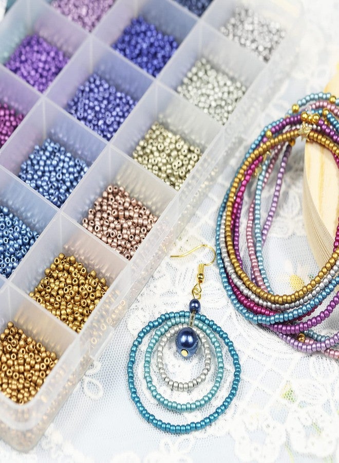 KERGAEN Size 2mm 12/0 Seed Beads About 15600pcs, Small Seed Beads Supplies with Elastic String,Jump Ring and Charms for Making Earring,Bracelet and Jewelry (650Pcs/Color, 24 Colors) - Image 2