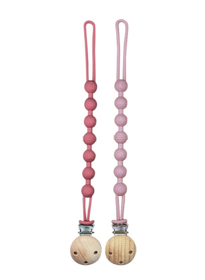 Donna Rosa New Arrivals! Pacifier Clip with Cute Design! Made of Silicone & Beech! Pack of 2! - Image 1