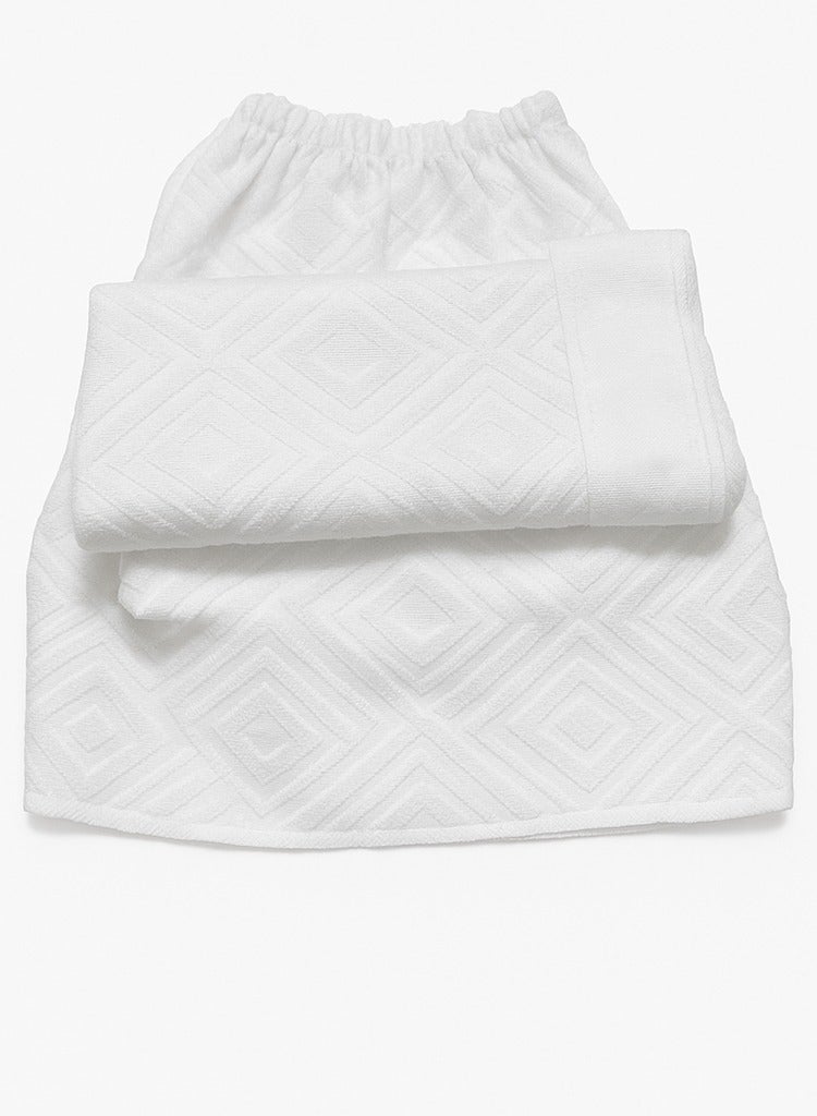 منشفة إحرام بيضاء مكونة من قطعتين، تنورة مع مطاط للأطفال، منشفة إحرام ماصة - مقاسات مختلفة - أساسيات العمرة خفيفة الوزن