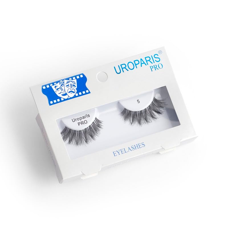 Uroparis PRO 5 Eyelashes for Women — Handmade Eye Lashes | Lightweight False Lashes with Premium Virgin Hair | Invisible Band | For Glam Look & Enhance Beauty (Black) - 1 Pair - Image 1