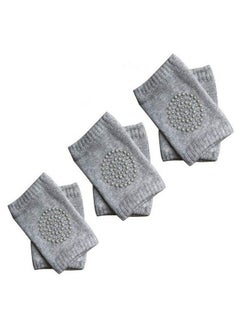 Safe-O-Kid Pack Of 3 Crawling Baby Toddler Infant Antislip Elbow And Knee Pads Guardsgrey  - Image 1