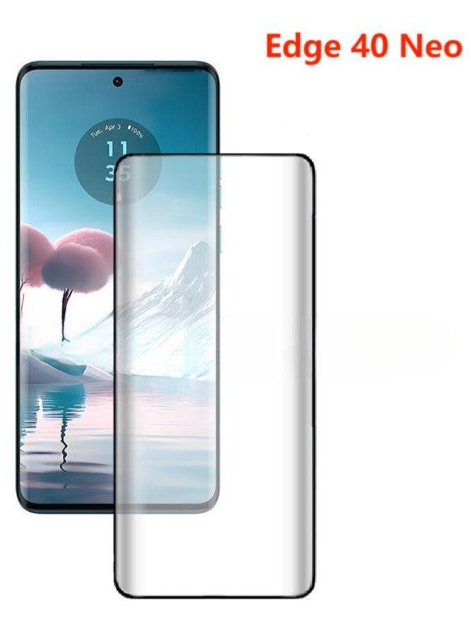 بيوينتي واقي شاشة موتورولا إيدج 40 نيو ، زجاج مقسى خالي من الفقاعات ، مضاد للخدش ، مضاد لبصمات الأصابع ، 9H صلابة 3D حماية شاشة منحنية الحافة للملحقات (تتضمن المجموعة واقي عدسة) - Image 2