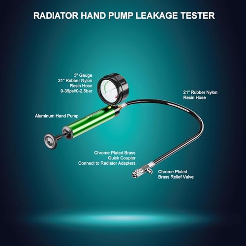 YISINIUTUO Universal Radiator Pressure Tester, Aluminum Automotive Cooling System Radiator Pressure Tester Tool,Pressure Test Pump with Pressure Gauge,Fit for Adapters for Various Car Models - Image 2