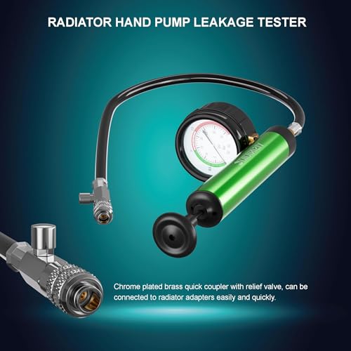YISINIUTUO Universal Radiator Pressure Tester, Aluminum Automotive Cooling System Radiator Pressure Tester Tool,Pressure Test Pump with Pressure Gauge,Fit for Adapters for Various Car Models - Image 3