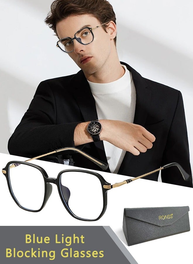 roaiss Blue Light Blocking Glasses Blue Light Filter Computer Reading Gaming TV Phones Square Eyeglasses Fashion Anti Eyestrain Headache Eyewear for Women Men Black  - Image 1