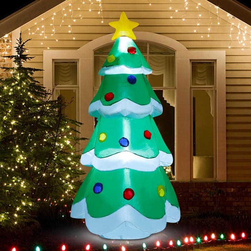 Dr.DuDu 5 FT Inflatable Christmas Tree, LED Light up Xmas Tree Blow up Decorations for Christmas Party Indoor Outdoor Yard Garden Lawn Holiday Party - Image 1