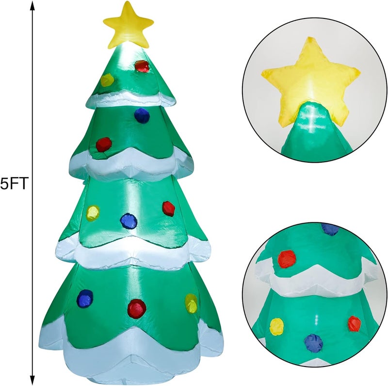 Dr.DuDu 5 FT Inflatable Christmas Tree, LED Light up Xmas Tree Blow up Decorations for Christmas Party Indoor Outdoor Yard Garden Lawn Holiday Party - Image 3