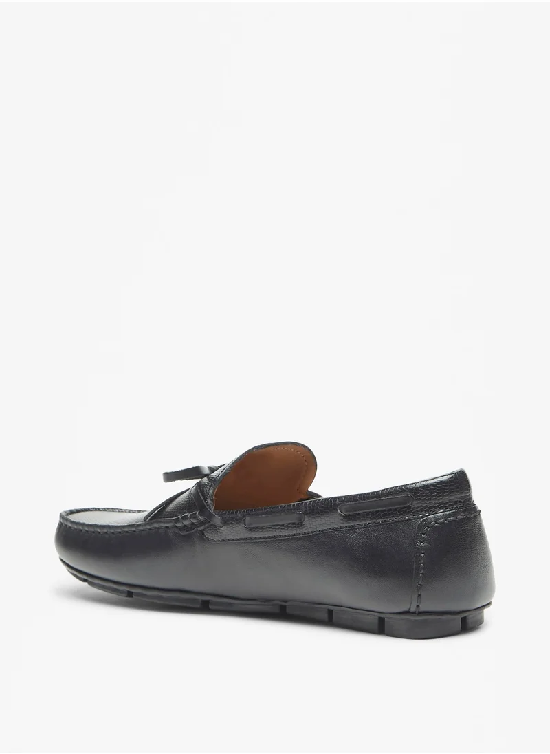 LBL by Shoexpress Men Textured Slip-On Moccasins with Bow Detail